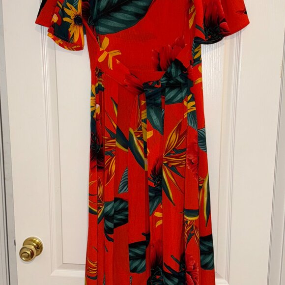 V-Neck Floral Chiffon Wrap Dress - Picture 4 of 6